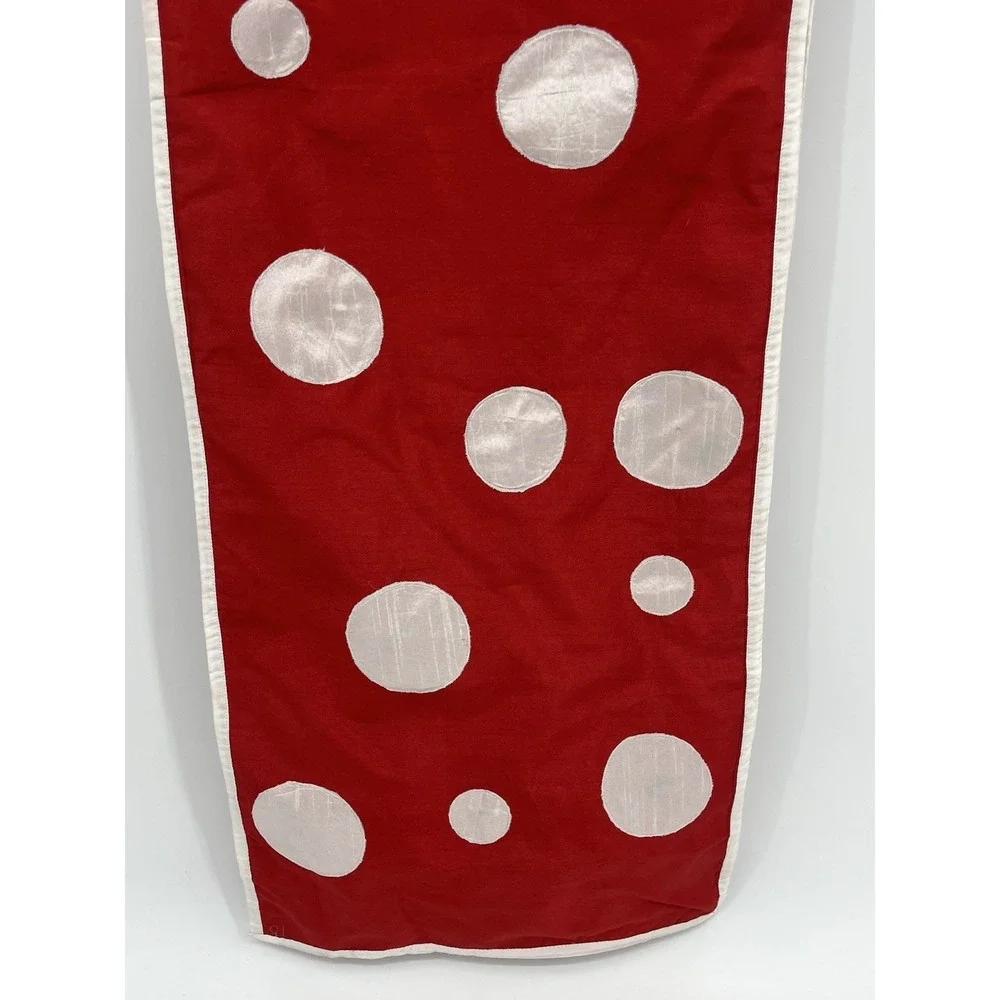 Pier 1 Imports Snow Balls Table Runner Red White Christmas Valentines